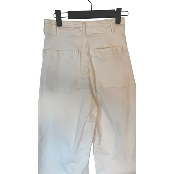 ZARA Size 2 White Wide-Leg Frayed Hem High Waisted Denim Jeans - Picture 2 of 14